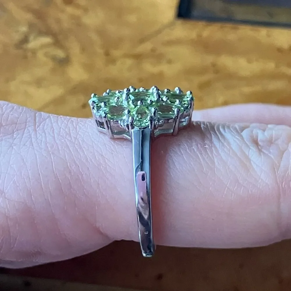 Natural Peridot Sterling Silver Ring Size 10